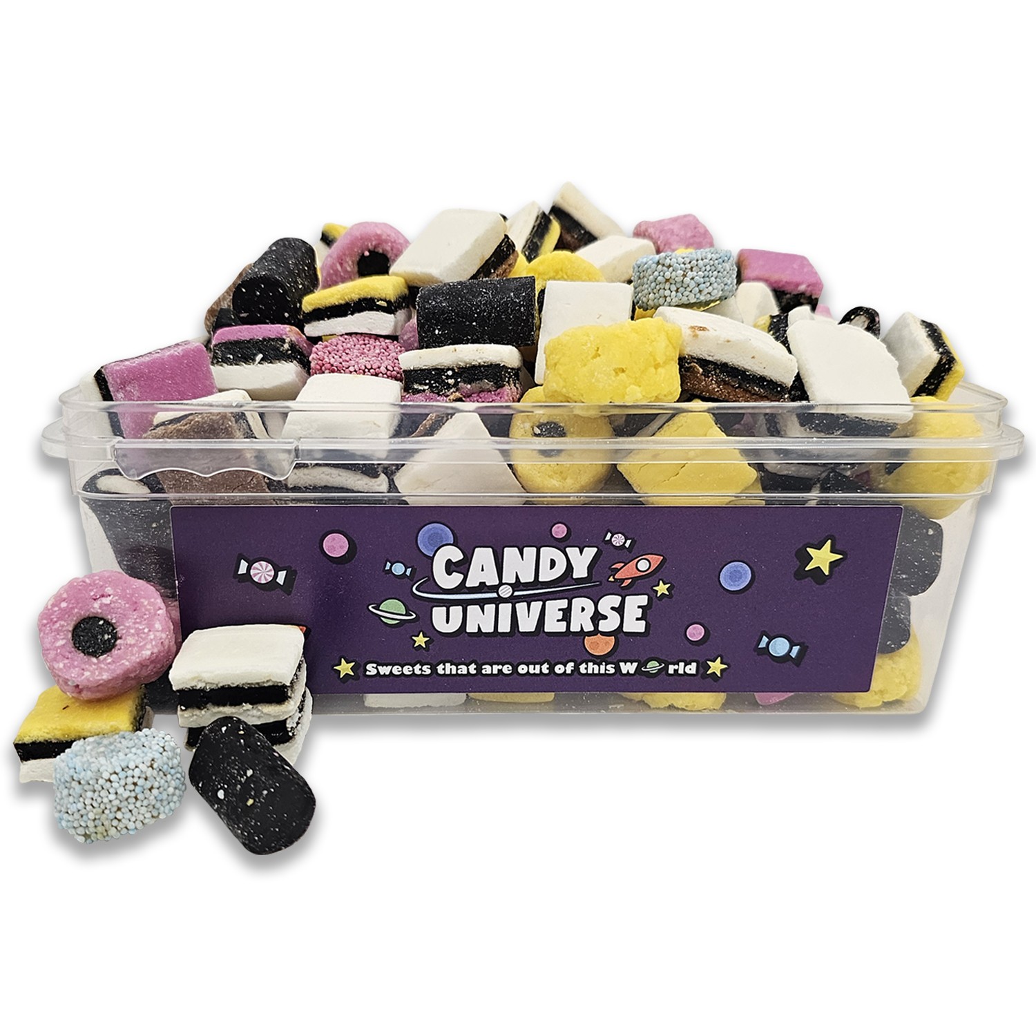 Candy Universe Liquorice Allsorts 800g Tub – Retro Assorted Liquorice Sweets