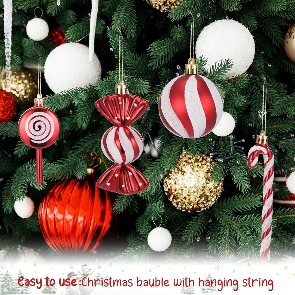 15 Stück Weihnachtskugeln, Christbaumschmuck Zuckerstange Tannenzapfen Lutscher - Bild 3 von 4