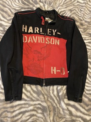 Harley-Davidson Women Eagle Graphic Black Red Cotton Jacket
