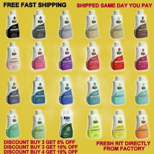 NEW FRESH RIT Permanent Dye for Fabric in RARE Colors Liquid & Powder ALL COLORS