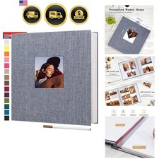 Large Photo Album Self Adhesive 4x6 5x7 8x10 Pictures Linen Cover 40 Blank Pa...