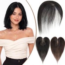 US Hair Topper for Women Real Remy Human Hair Wiglets Toupee Curtain Bangs Black
