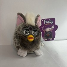 Furby Buddies Gray Beanbag Plush With Tag Blue Eyes - Like Joke - Vintage 90's