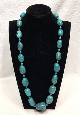 Barse Türkis Farbe Nugget Halskette 925 Sterling Boho Southwestern Statement 