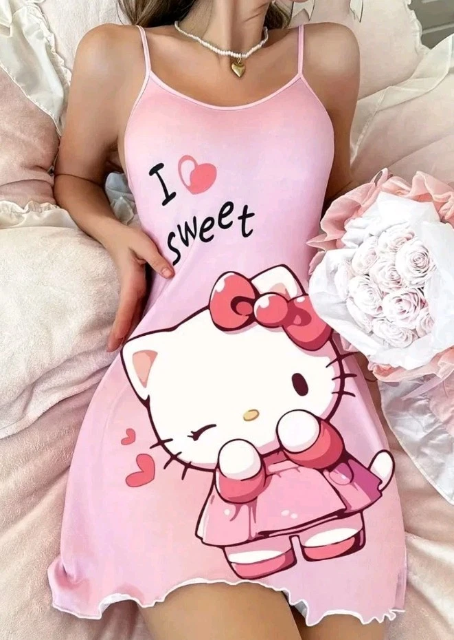 Sexy pijama de vacaciones de playa con curvas de anime Waifu para mujer de Hello Kitty Foto 2 de 4
