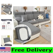 Machine Washable Texture-Gray Sofa Cushion Covers - Universal Back Cover Size L
