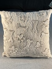 Decorative Pillow Dog Paws Bones Lg Square 19 inch Fuzzy 3D Cozy Animal Accent