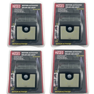 #ad 4 PACK Motion Activated Solar LED Light by Open Trails Installs in Seconds New $19.95