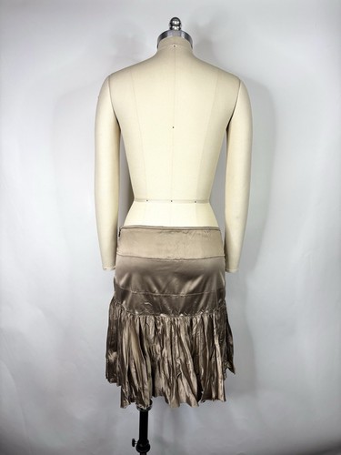 Vtg Roberto Cavalli Just Cavalli Taupe Brown Pleated Skirt IT 44 - Afbeelding 3 van 6