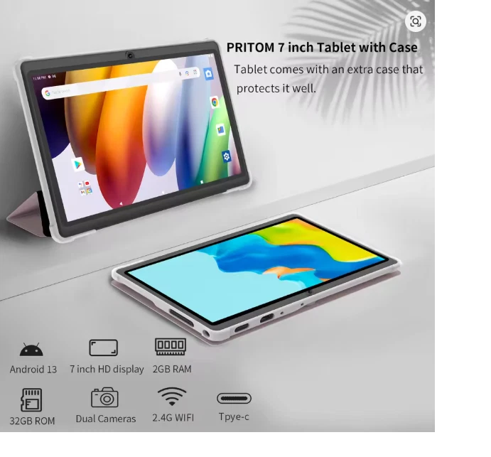 NEW Portable 7-inch Android Tablets 4GB+32GB Dual Camera WIFI with Case - Image 2 of 4