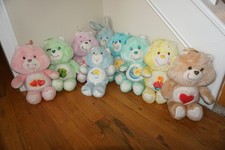 Viintage Care Bear lot of 9 plush Bears Bunny 1980s Kenner