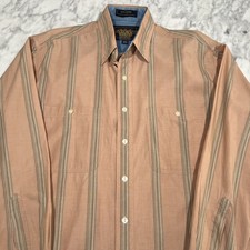 Vtg 90s Ralph Lauren Chaps Shirt Boy Scout Label Men 15.5 34-35 Button Up Stripe