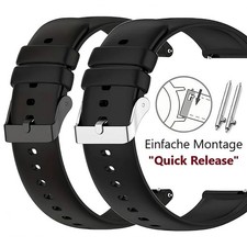 16 | 18 | 20 | 22 mm Silikon Ersatz Uhrenarmband Schwarz Smart Band Uhr