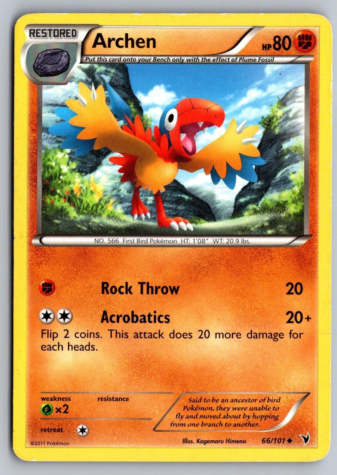 Archen 66/101 Uncommon Noble Victories Pokemon Heavily Played