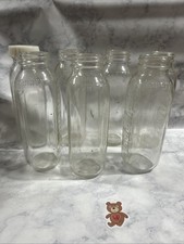 Curity Sure Grip VTG 7 8 oz Glass Baby Bottles Black Lid Lot D/4