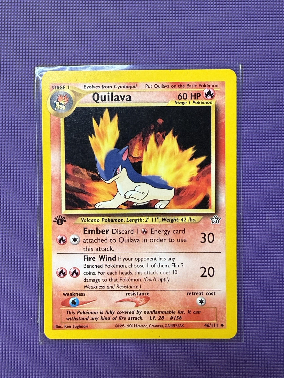 NM (1st edition) Pokemon QUILAVA Card NEO GENESIS Set 46/111 First Ed UNCOMMON