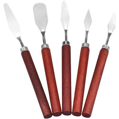 Hochwertiges 5er Set Malmesser mit Holzgriffen   Ideal für Acryl- und Ölmalerei