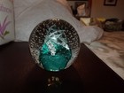 Controlled Cauldron bubble Teal art glass paperweight Caithness Scotland w/ box — photo 2