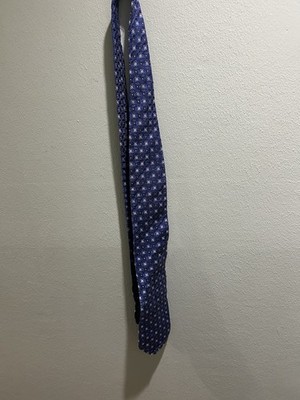 Ike Behar Men's Pointed Necktie Tie, Blue Geometric Pattern, Classic Style