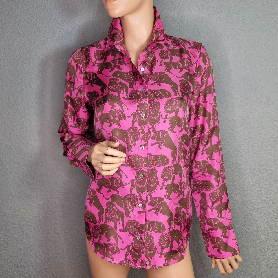 Blusa de sarga de seda colección J.Crew León dormido AJ436 MARRÓN FUCSIA talla 6 Foto 4 de 4