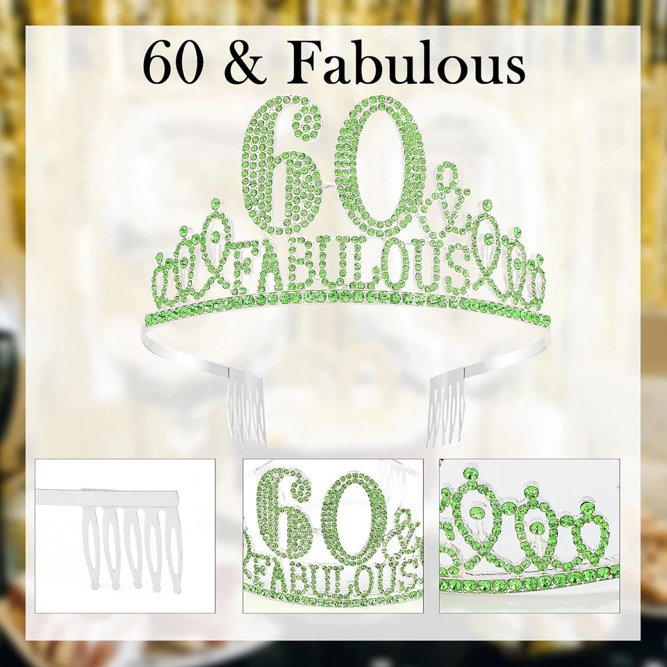 Conjunto de faja y corona de 60 cumpleaños para mujer, 60 cumpleaños, Foto 4 de 4