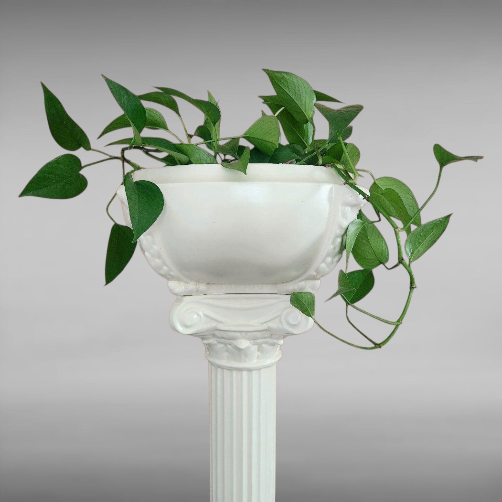 Vtg 60s Haeger Ivory Matte Glazed Ceramic Pottery Planter Bowl & Pedestal Set 