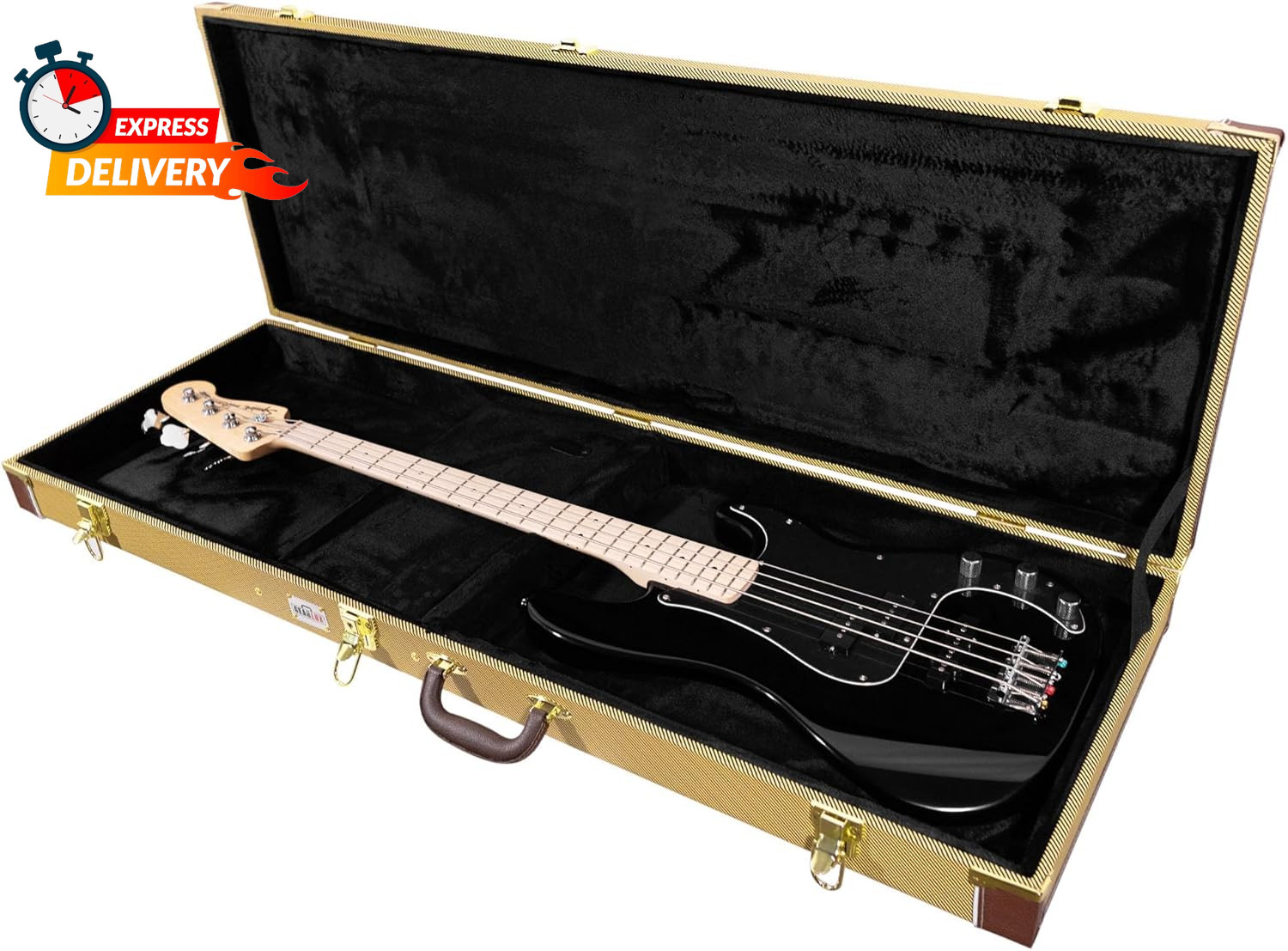 Gearlux Bass Guitar Hard Case, Fits Fender Precision/Jazz Bass and More with Ext