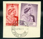 1948 SILVER WEDDING BRITISH COMMONWEALTH PITCAIRN IS. 2v FINE USED ON PIECE VGC