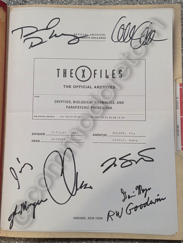 X-FILES Official Archives Book AUTOGRAPHED, 8 rare signatures of cast and crew