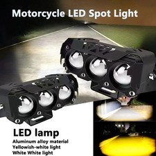 Dual Color LED Motorcycle Spot Light 12V 24V Mini Lens Headlight Fog Lamp