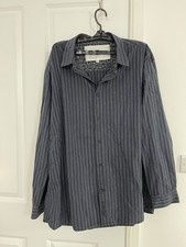 John Rocha Dark Grey Pinstripe Long Sleeve ShirtMen's size XXL