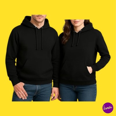 UNBRANDED Unisex Plain Work Hoodie, Baumwollmischung, Schwarz, UK 3XL | EU 56