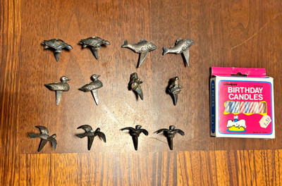 12 Reed Barton Birthday Cake Candle Holders Wildlife Turtle Fish Frog Bird Duck