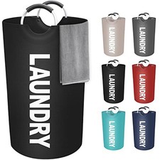 90L Large Laundry Basket, Dirty Clothes Waterproof Laundry Hamper, Black 90L