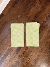 Pottery Barn Kids Green Printed Pin Dot Blackout 2 Curtain Panels 44x84 EUC