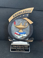 7" Gold Star Lamp Of Knowledge Resin Trophy