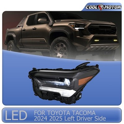 LED Headlight For Toyota Tacoma 2024 2025 Headlamp Left Side Black Housing Lamp