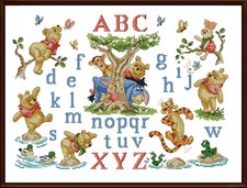 Quadro ABC Alfabeto Winnie The Pooh Schema Punto Croce Disney Raccolta