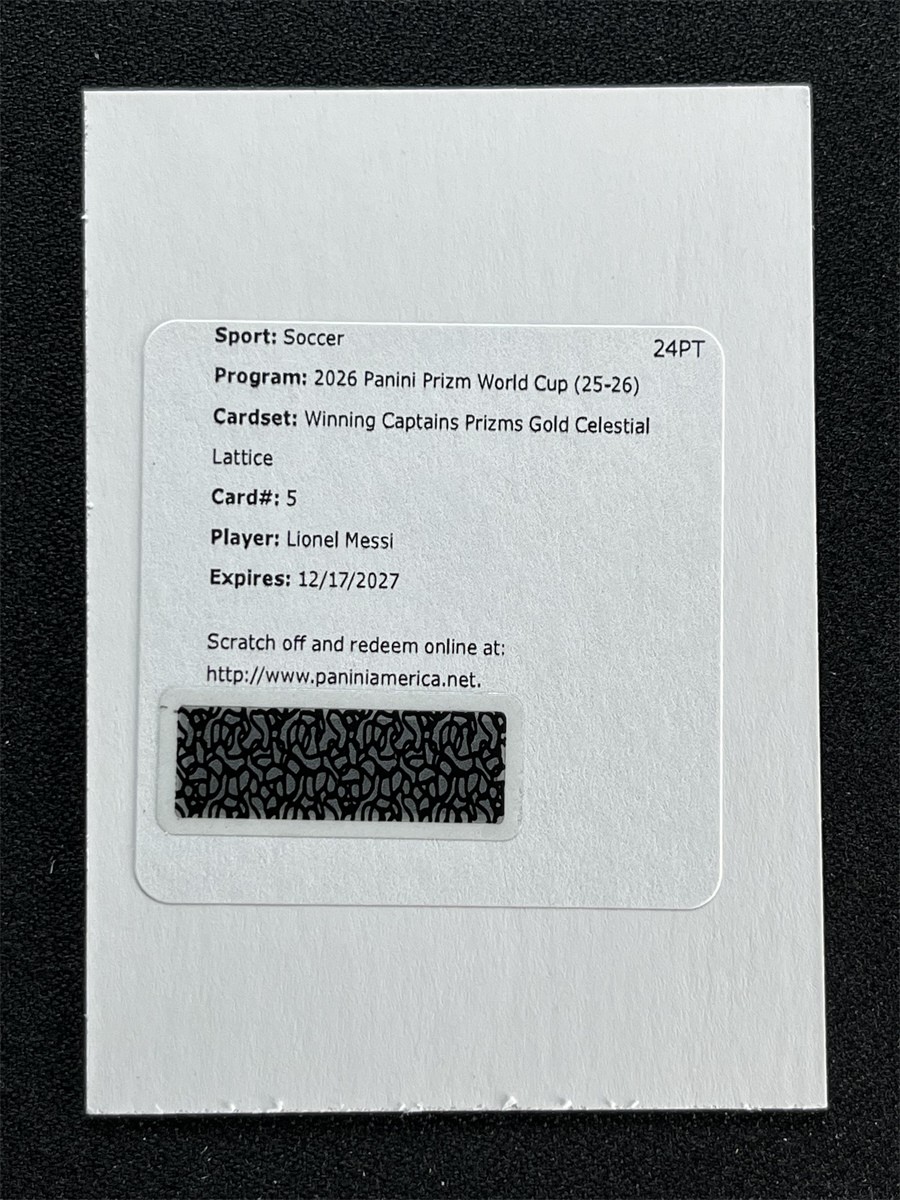 2025-26 Prizm Lionel Messi Gold Celestial Lattice Winning Captains Auto /10