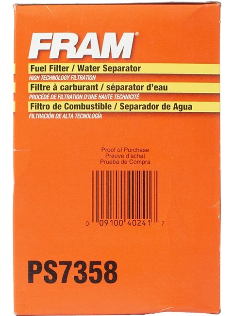 Filtro separador de agua combustible FRAM para camionetas 92-00 V8 serie 6,5 LGMC serie C/K PS7358 Foto 4 de 4