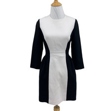 Kate Spade Dress Womens 2 White Black Classic Colorblock Bracelet Sleeve BackZip