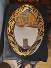 Vintage Sticks Handmade wooden Oval Mirror With Floral Inlay 15" — photo 3