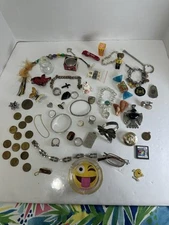 Vintage Junk Drawer Lot 65 Pieces Jewelry Misc Findings Crafts Repair Parts 3lbs