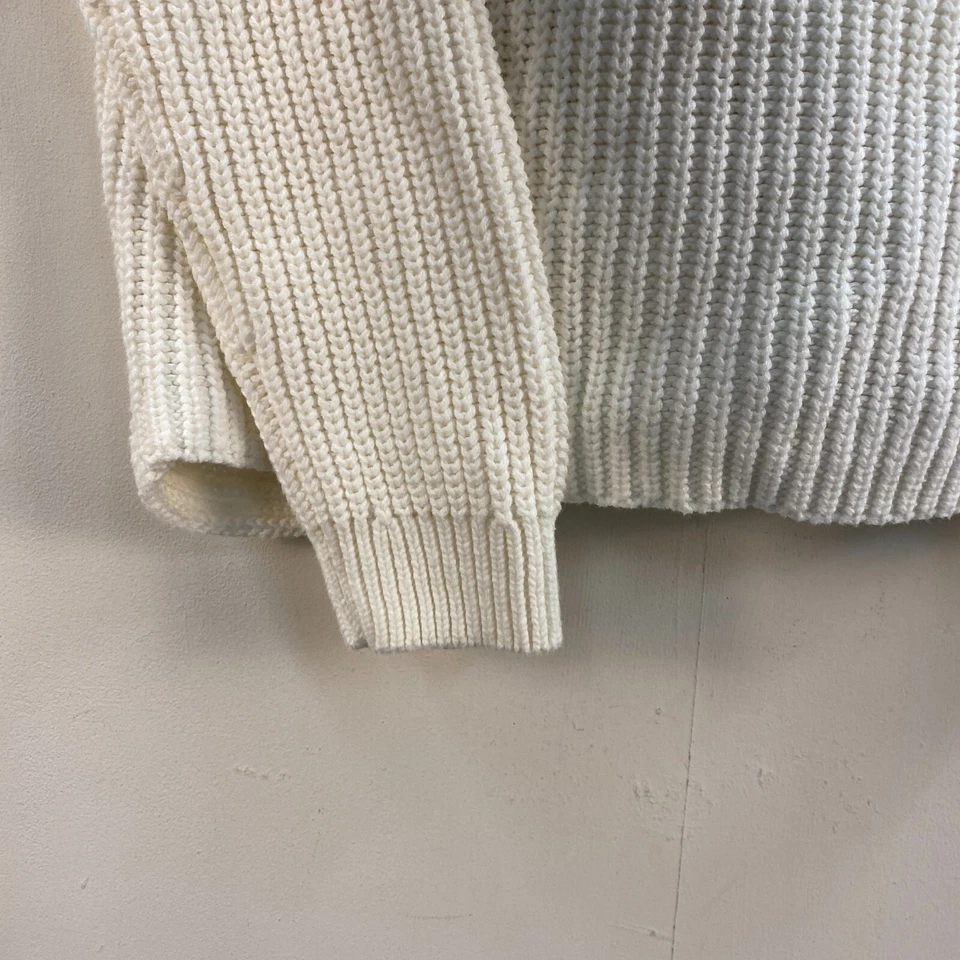 Roxy Womens Medium Sweater White Rib Knit Stretch Pullover Cotton Twist Back - Image 4 of 4