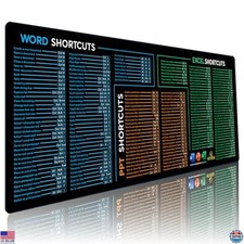 Excel Shortcuts Mouse Pad XL - Non-Slip Desk Mat for Word/PPT/Excel 31.5x11.8