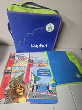 Leap Frog LeapPad Learning System Lot W/ 4 Books 4 Cartridges And Binder
