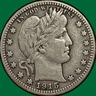 1915 Barber Quarter Very Fine VF Coin #43368