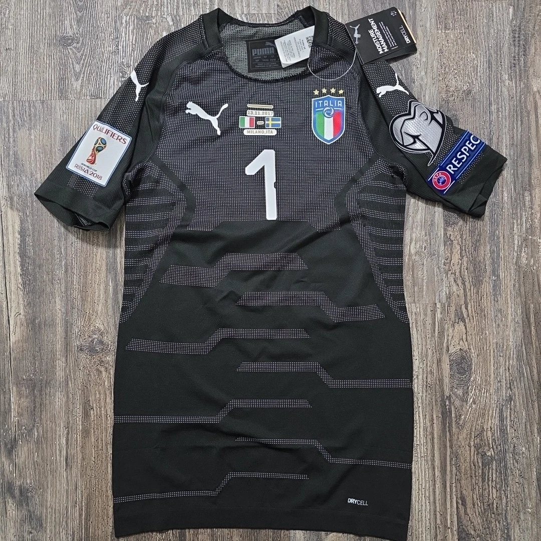 Puma BUFFON 1 ネイビー Lサイズ シャツ Camisa Itália Home 18-19 Buffon 1 Vs Macedonia do Norte Qualifiers