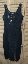 "JUNIOR JEAN." BLUE DENIM SLEEVLESS JUMPER DRESS 100 COTTON SZ M