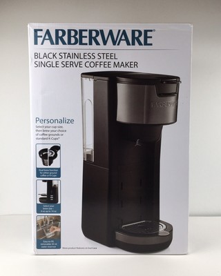 Farberware Black Stainless Steel Single Serve Coffee Maker Ground or K